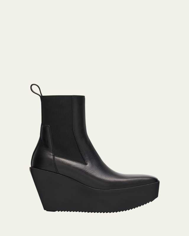 Sliver Leather Platform Beatle Boots